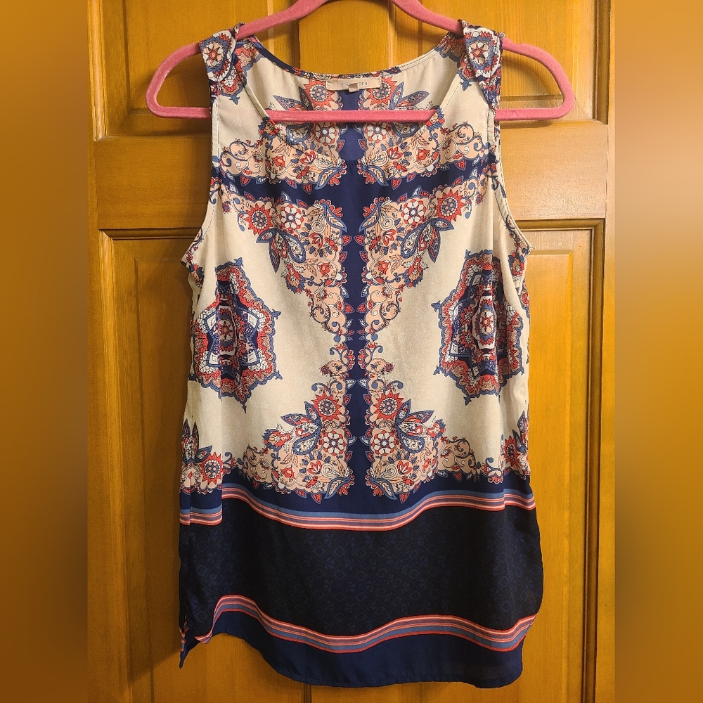 41 Hawthorn Sleeveless Print Top Sz Medium